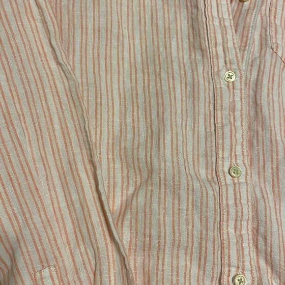 GAP Boyfriend Fit Linen Button-Down Shirt – Peach Stripe – Size M - Picture 3 of 7